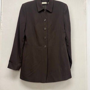 Vintage Women's Ann Taylor Brown Blazer Jacket Size 10